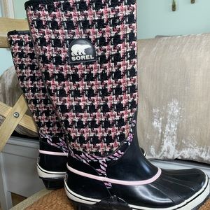 Sorel Sorellington Black & Pink Tweet Rain Boot